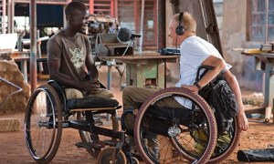 David Constantine (right), winner of the Guardian International Development Achievement Award, inter